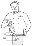 WORKING POSITION For a more ergonomic approach, we recommend that you hold the handle of the appliance in one hand and the container in the other.