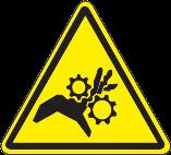 Indicates a potentially dangerous situation. Possible trapping of hand between rotating rollers. Removal of the cover behind this symbol may lead to slight or medium personal injury.