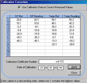 OptiCal User s Manual APPLICATION SOFTWARE Once all necessary data has been entered in the Calibration Correction window, click on the Use Calibration Date to Correct Measure Values check box and