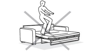 Warning : Before using the sofabed, it is necessary to cut the safety tab that restrains the bed mechanism. Beware of entrapment.