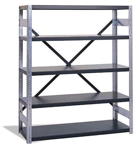 Shelving Description F85295A0 72" Corner Post shown with F85321A8 - Shelf Pak Bulldog Shelving Designed to stand up to years of heavy use and built with heavy material storage in mind for