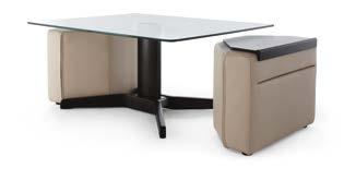 L: 137 D: 60 H: 47 / W: 55 H: 52 STRESSLESS FLEXI TABLE Exclusively designed in stainless steel and glass, this table is