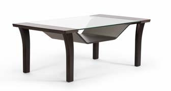 W: 90 H: 48 / W: 55 H: 48 STRESSLESS COFFEE TABLE A flexible and cleverly designed table in stainless steel and glass, which