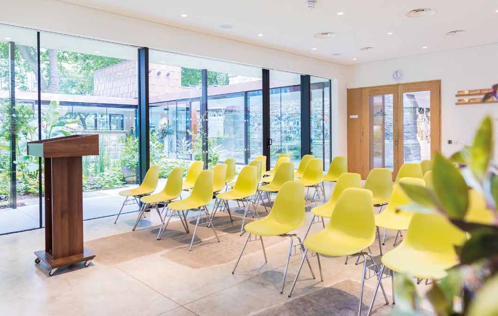 Flooded with natural daylight and views out onto the Sackler Garden, the space is well suited to working closely with colleagues or clients,