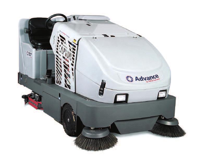 The Advance Captor is an all-terrain cleaning machine that functions equally well as a stand alone sweeper, a stand alone scrubber, or a high productivity combination sweeper-scrubber.