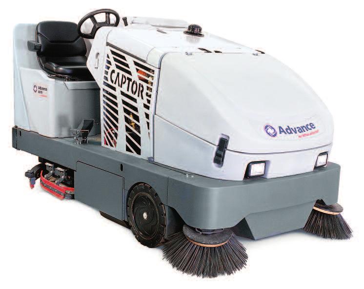 Advance Captor Offers Best in Class Productivity The Advance Captor Rider Sweeper-Scrubber line is without rival in value and productivity for sweeper scrubbers in its size class.
