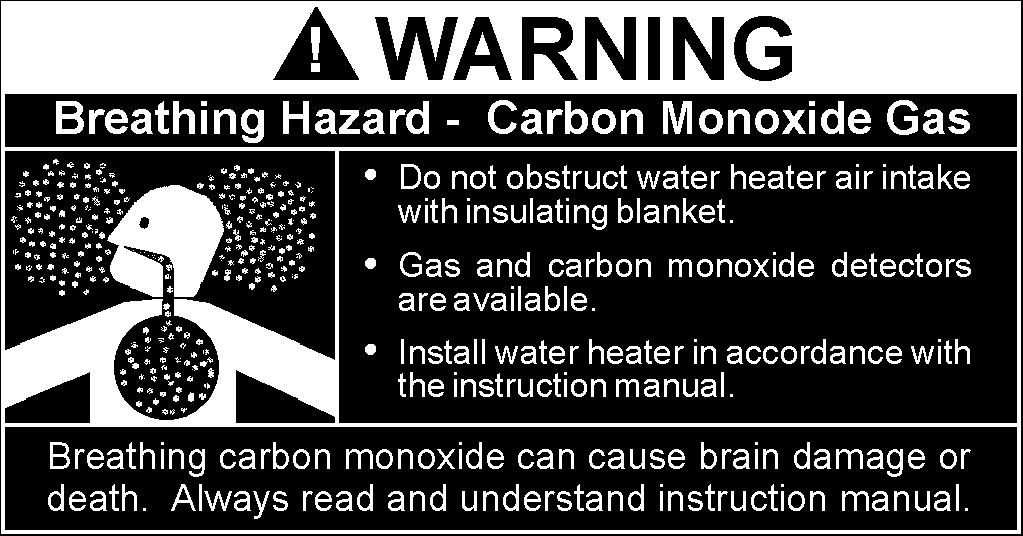 COMBUSTION AIR AND VENTILATION Minimum clearances from combustible materials are stated on the data plate located on the front of the water heater.