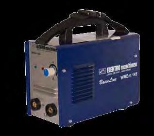 WMEm 145 Compact and portable inverter for MMA Durable and impact resistance design with OKC 16 cable connectors Easy to operate - only current setting needed Welds electrodes from Ø 1.6 3.