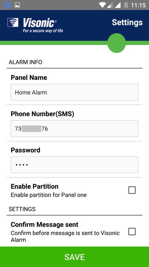 Enter more details about the alarm panel in App: 1. Enable password: If you enable this option, when you start the App, it will always ask you for your password.