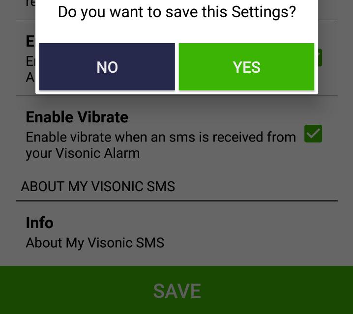 the suitable message before saving the settings.