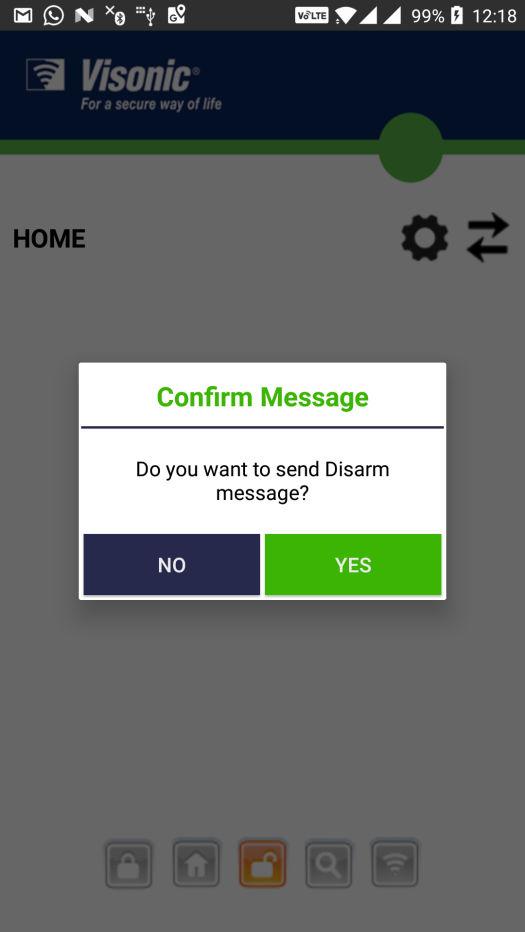 If the option to Confirm Message sent is checked, then it will show the following confirmation message before sending the SMS to your alarm panel.