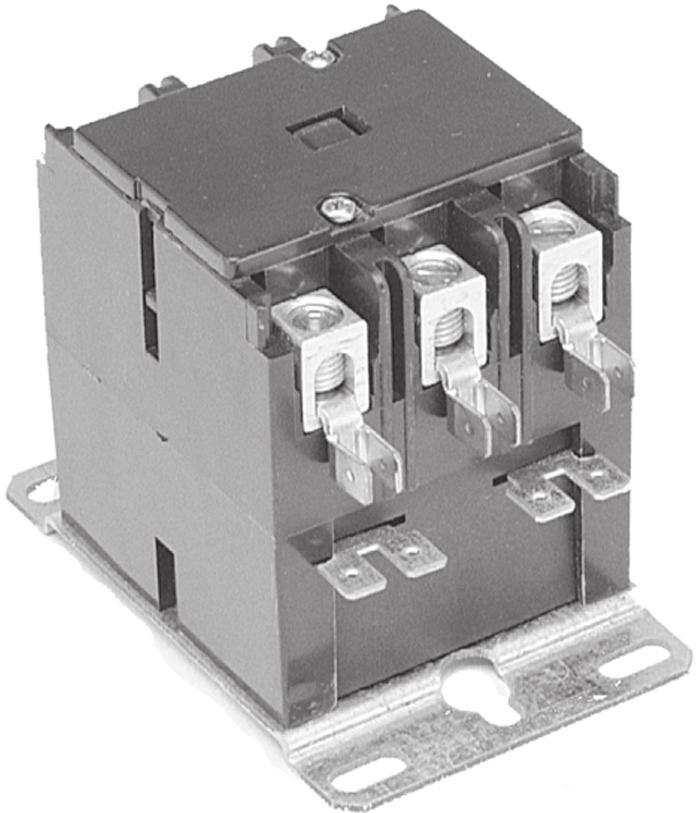 3 POLE DEFINITE PURPOSE (25A THRU 40A) CONTACTORS 40 Amp with Cover Approximate Overall Dimensions 3 3 /4 x 2 3 /8 x 3 Pressure Connectors line and load sides for #14 thru #4 wire.