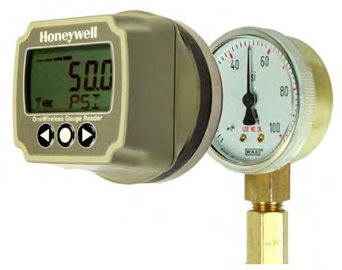 The WGR displays the digital reading on an LCD, and transmits the reading to a Honeywell OneWireless Multinode or the Application Gateway.