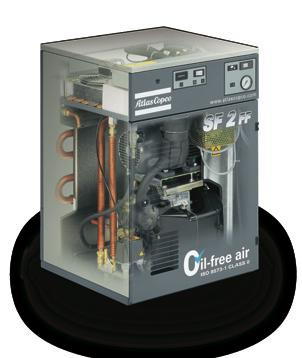 SF -: Super silent SF - The SF - is a complete scroll compressor package. The SF - unites the compression element, drive motor, aftercooler and starter in a super silent acoustic enclosure.