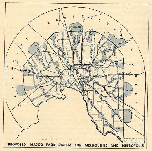 Melbourne planning mid 20 th C Proposed Major Park System for Melbourne and