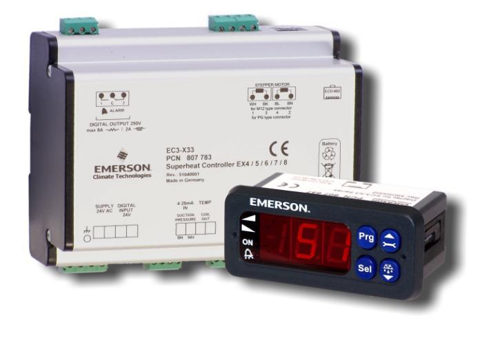 Technical Data EC3-X33 is a stand-alone universal superheat controller for air conditioning, refrigeration and industrial applications such as chillers, industrial process cooling, rooftops, heat