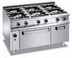 2 The removable burners in enameled cast iron and the brass burner caps of 3,2 kw, 5,5 kw and 7,2 kw have double spreader with self-stabilizing flame, to cook safely and for simpler maintenance.
