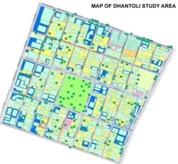 Land use land cover classification was based on built-up area, building density, and green & open area coverage.