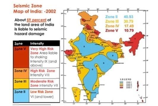 KANKANA N. DEV, NANDINENI RAMADEVI & NISHANT H MANAPURE 131 Zone 5 as in the map Fig.5, the most vulnerable Seismic Zone.