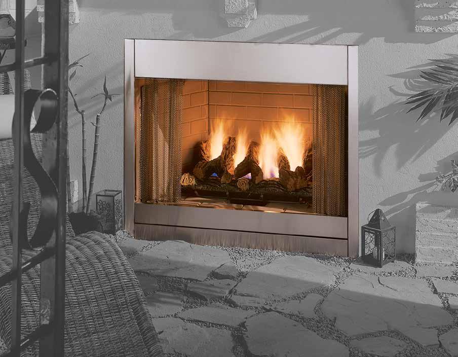 36 " 42 " AL FRESCO OUTDOOR GAS FIREPLACE Add extra seasons to your outdoor living. Enjoy the warmth of the Al Fresco outdoor gas fireplace well after the sun goes down and temperatures fall.