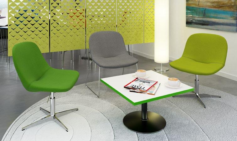 Generous internal seat size with durable high density foam Choice of adjustable swivel base or chrome wire frame Ideal for receptions, waiting rooms and breakout areas Double curve internal