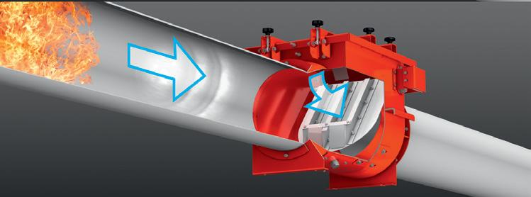 ProFlap back pressure flap prevents the spread of explosion pressure and flames into other areas.