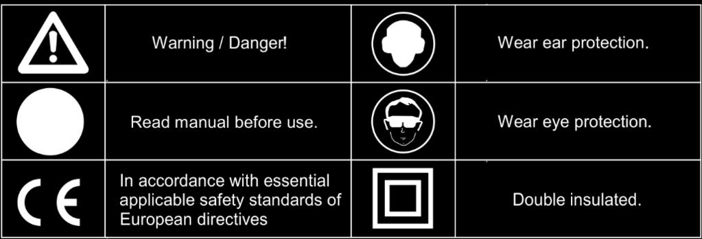 Symbols In this manual and/or on the machine the following symbols are used: General power tools safety warnings Working area Keep working area clean and well lit.