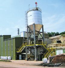 The sewage sludge ash is used as an additive in cement production and thus reduces the amount of minerals used.