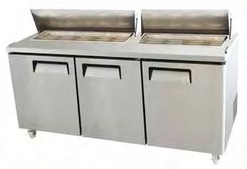 Refrigeration Salad/Sandwich Prep Tables with Doors VERSA-CHILL SERIES CSDR2-60VC CSDR1-27VC SALAD/SANDWICH PREP TABLE FEATURES High quality stainless steel cabinets -- Features 22 gauge, Type 430