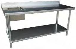 Tables Worktables with Sink (with or without Backsplash) 30 Depth STAINLESS STEEL WORKTABLES WITH SINKS TTUBL3072-B WORKTABLES WITH SINK 30 DEPTH Product # Width Shipping Dimensions Weight L W H