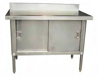 Tables Enclosed Bases (with or without Backsplash) STAINLESS STEEL ENCLOSED BASES FEATURES Keep the work area cleaner and free of clutter Available with or without a 4 backsplash Sliding doors for