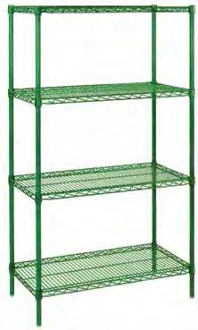 Shelving Wire Shelving EPOXY COATED WIRE SHELVING FEATURES Durable epoxy coated finish Rust inhibiting undercoat Applicable for wet and dry applications Economically priced Meets commercial food