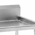 adjacent surfaces All gussets are welded to stainless steel support channels Die cast reinforced leg sockets for increased stability Each dish table comes with 2 galvanized legs with adjustable ABS