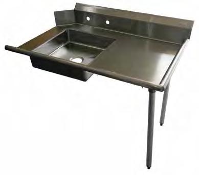 Clean Up Dish Tables STAINLESS STEEL SOIL DISH TABLE FEATURES Dish table system consists of soil and clean sections Standard Soil section comes with a 5 deep sink bowl Pre-rinse drain basket is