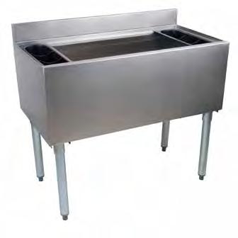 Clean Up Ice Bins STANDARD ICE BIN SII1830D FEATURES 20 gauge, Type 304 Stainless Steel 1 drain hole Legs and sockets are made with Galvanized Steel durability and economy Ship unassembled Available