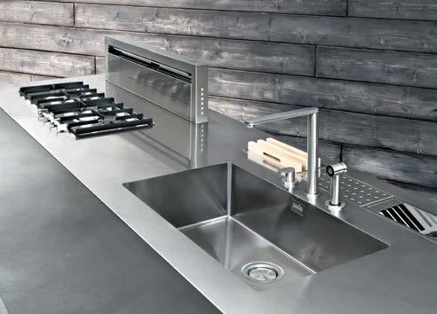 B_Free 03 Selection Satin stainless steel island.