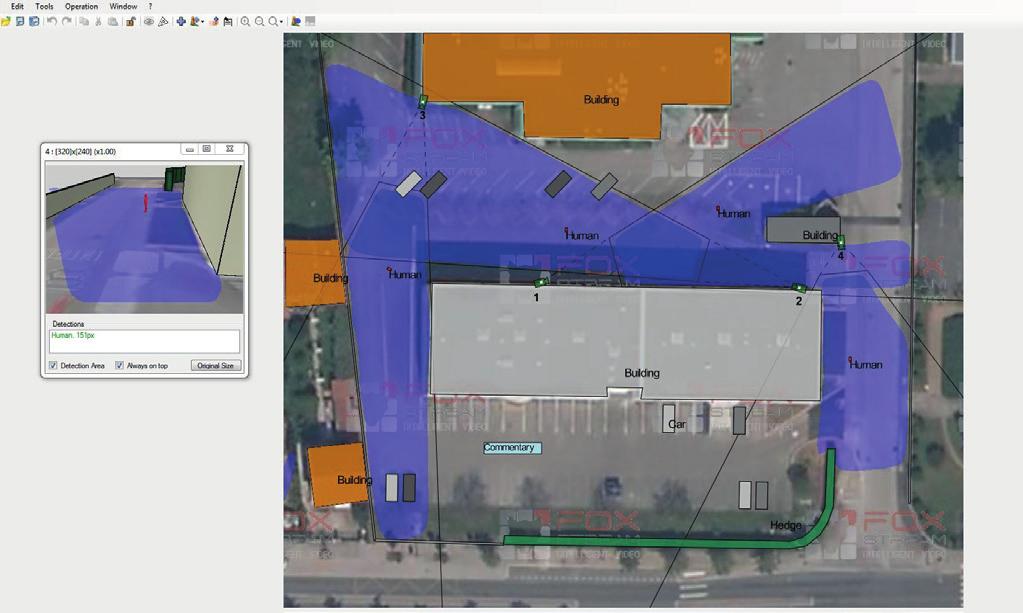 To use FoxTool, you just need to upload your site's ground plane and place your cameras to see the covered area usable for detection.