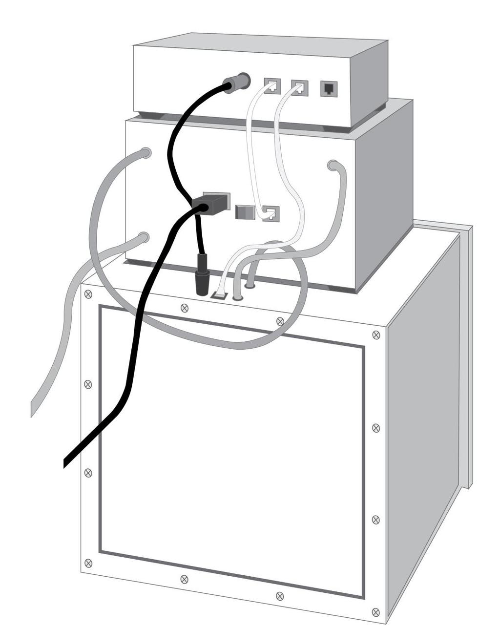 NitroWatch Set-Up (Rear View) 1. Use ¼ tubing to connect the Internal Pressure inlet and Gas Out port to the desiccator as shown. 2.