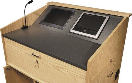 management & Keyboard/mouse drawers and shelves Single sloped work surface & Drawers for visual