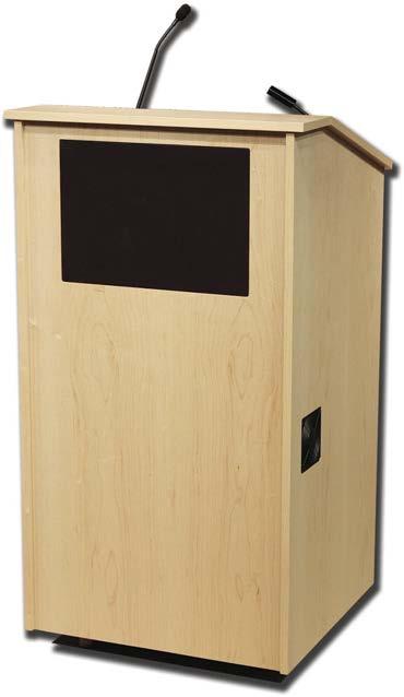 natural finish SI s L-100-25SS is an ideal choice Kwhen a mobile lectern with a quality sound system is required.