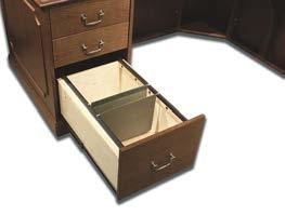 storage drawers Two lower maple hanging file drawers Cable well and
