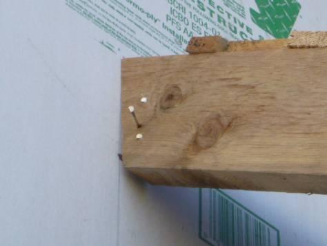 not all nails are connected to solid wood backing advise to add Simpson tico-clips and solid backing to attach the