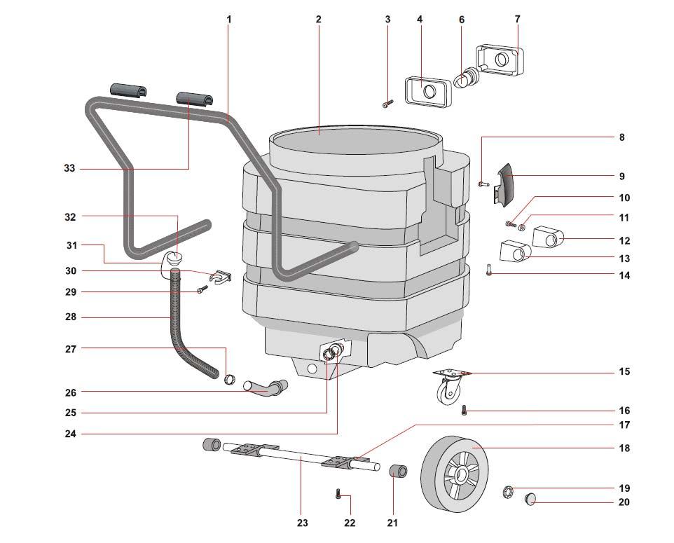Tank and Cart Assembly 415P, 429P, 430P No. Part# Description Qty.