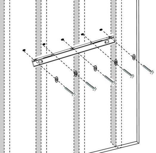 Mounting into three wall studs Mounting into two wall studs and drywall anchors C C C STEP 4. Align the holes in the wall bracket (E) with the pilot holes and drywall anchors.