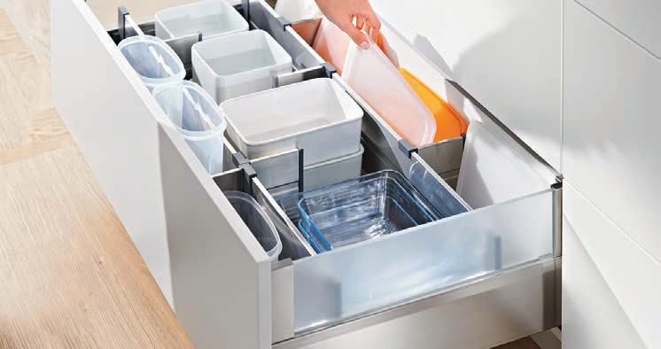 ORGA-LINE for D height TANDEMBOX with Design Element or BOXCAP Designed to work with TANDEMBOX D height deep drawers, this organization system allows you to customize each deep drawer with stylish