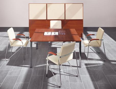 14 15 Attractive executive workplace. 4 chromium-plated legs, 200 X 80 cm.