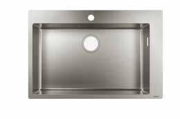 400 500 S711-F655 Built-in sink Depth 190 mm, for 800 mm built-in cabinet # 43309, -800 with one tap hole Manual waste set: # 43924, - 0 0 0 C71-F655-04 Built-in sink combi