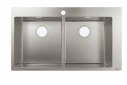 370 400 500 S711-F765 Built-in sink Depth 190 mm, for 900 mm built-in cabinet # 43303, -800 with one tap hole Manual waste set: # 43922, - 0 0 0 C71-F765-05 Built-in sink