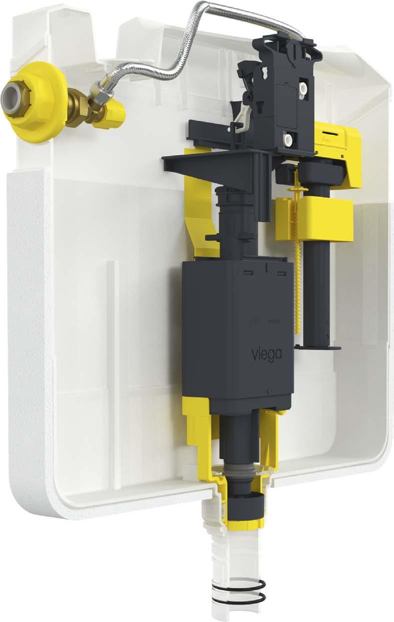 optimised filling valve the advantages of the Viega tablet holder special magnetic installation frame easy removal allows access to basket for cleaning tabs compatible with the Visign for Style 10