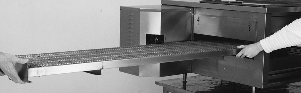 e. Pull the entire conveyor assembly from the oven (Fig. 7). PL-41131 Fig. 7 f. Take conveyor assembly to cleaning area. g. Reverse this procedure to replace conveyor assembly.